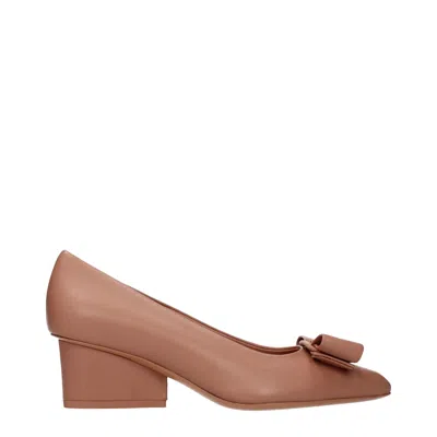 Ferragamo Salvatore  Viva Women's Pumps Pink/blush Leather In Brown
