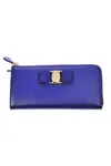Ferragamo Bow Details Logo Wallet In Blue