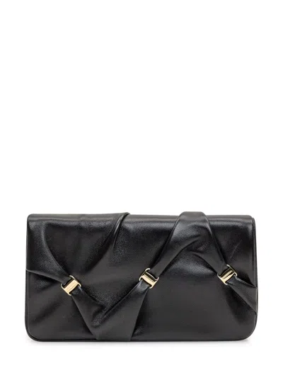 Ferragamo Twisted-detail Wallet-on-chain In Black