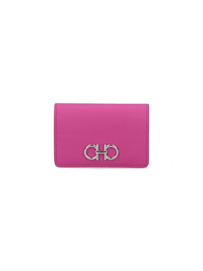 Ferragamo Bi-fold Wallet Gancini In Pink