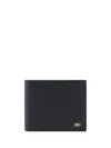 Ferragamo Men Black Hammered Calfskin Gancini Wallet In Black