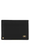 Ferragamo Textured Leather Card Holder In Black