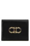 Ferragamo Leather Wallet Fold-over Design Gold-tone Hardware In Black