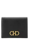 Ferragamo Gancini Compact Leather Wallet In Black