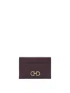 Ferragamo Gancini-buckle Leather Cardholder In Purple