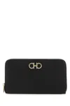 Ferragamo Continental Zip Around Gancini Wallet In Black