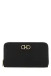 Ferragamo Continental Zip Around Gancini Wallet In Black