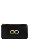 Ferragamo Leather Wallet Hardware Gold-tone In Black