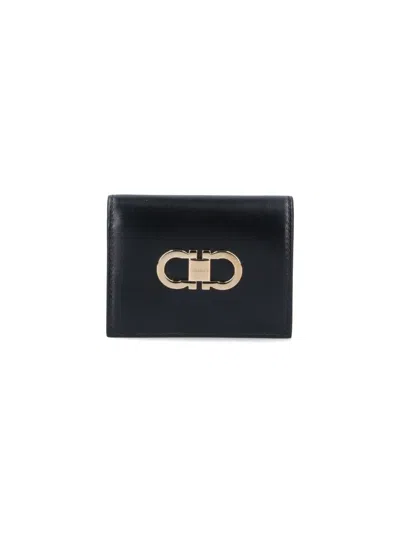 Ferragamo Double Gancio Wallet In Black
