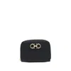 Ferragamo Gancini Zip Cardholder In Calf Leather In Black