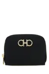 Ferragamo Gancini Zip Cardholder In Calf Leather In Black