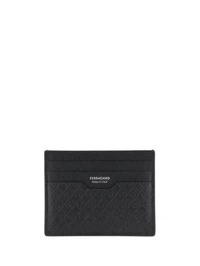 Ferragamo Monogram Credit Card Holder In Blue