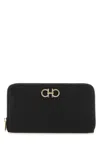 Ferragamo Continental Zip Around Gancini Wallet In Black