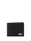 Ferragamo Gancini Leather Bifold Wallet In Black