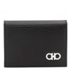 Ferragamo Compact Textured Leather Wallets In Black