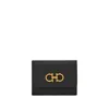 Ferragamo Gancini Tri-fold Leather Wallet In Black