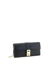 Ferragamo Women's Hug Leather Wallet With Chain In Black