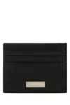 Ferragamo Salvatore  Black Leather Card Holder In Black Black