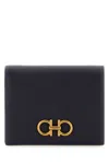 Ferragamo Gancini Compact Leather Wallet In Blue