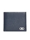 Ferragamo Revival Double Gancio Bicolor Wallet In Deep Ocean || Nero 50 || Nero