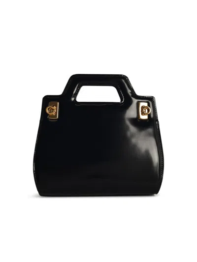 Ferragamo Salvatore  'wanda' Black Shiny Leather Bag