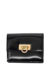 Ferragamo Gancini Clasp Wanda French Folding Wallet In Black