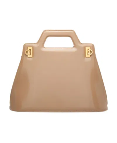 Ferragamo Salvatore  Wanda Medium Top Handle Bag In Nude