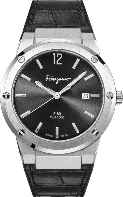 Pre-owned Ferragamo Salvatore  Watch Sfdt00219 F-80 Crocodile Pattern 41mm