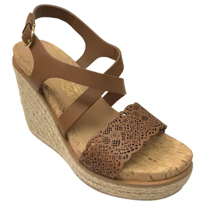 Pre-owned Ferragamo Salvatore  Wedges W/ Brown Straps-7.5