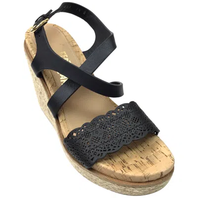Pre-owned Ferragamo Salvatore  Wedges With Black Straps-7.5