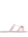 Ferragamo Lilou New Vara Plate Flat Sandals In White