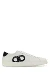 Ferragamo White Sneakers With Gancini Print On The Side And Contrasting Heel In Leather Man In White