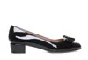 Ferragamo Women Vara Pumps In Black Patent Leather With Bow In Black