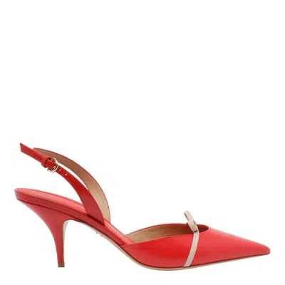 Ferragamo 'mini Bow' Red Slingback Pumps With Stiletto Heel And Bow Detail In Leather Woman