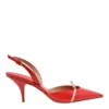 Ferragamo Pointed Toe Slingback Heels In Red