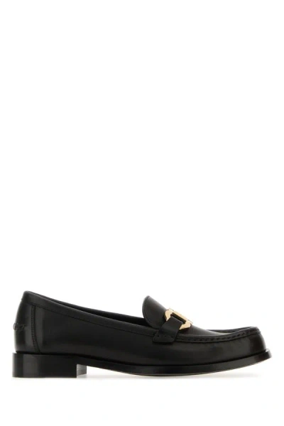 Ferragamo Black Leather Maryan Loafers