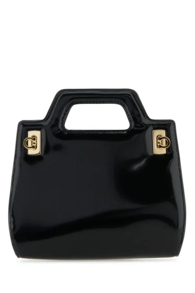 Ferragamo Black Leather Mini Wanda Handbag