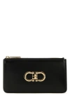 Ferragamo Leather Wallet Hardware Gold-tone In Black