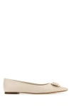Ferragamo Zea Vara Bow Ballet Flats In Nappa Leather In White
