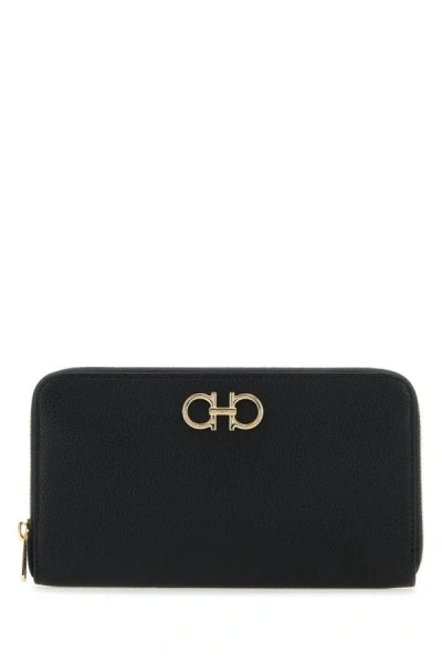 FERRAGAMO SALVATORE FERRAGAMO WOMEN BLACK LEATHER WALLET