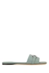 Ferragamo Gancini-buckle Flat Leather Slides In Blue