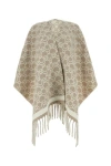 Ferragamo Embroidered Pattern Wool Cape In Multicolor