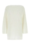 Ferragamo Cotton Oversize Sweater Ribbed Texture In White