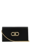 Ferragamo Black Leather Gancini Shoulder Bag In Black