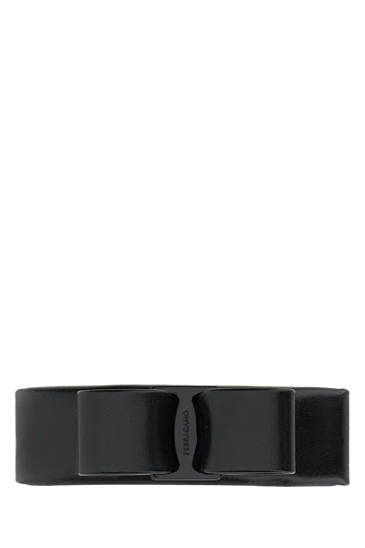 Ferragamo Salvatore  Women Black Leather Hair Clip