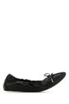 Ferragamo Elasticated Nappa Leather Ballet Flats In Black