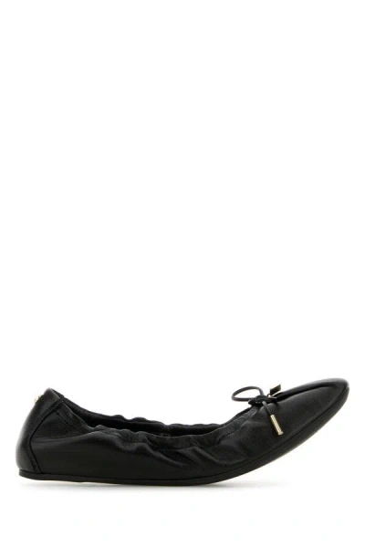FERRAGAMO SALVATORE FERRAGAMO WOMEN BLACK LEATHER JOELLE BALLERINAS