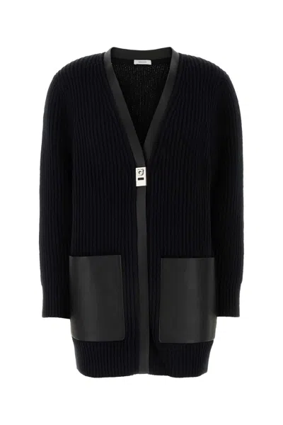 FERRAGAMO SALVATORE FERRAGAMO WOMEN BLACK WOOL CARDIGAN