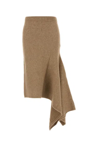 FERRAGAMO SALVATORE FERRAGAMO WOMEN CAMEL STRETCH ALPACA BLEND SKIRT