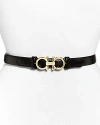 Ferragamo Salvatore  Women's Gancini Slim Leather Belt In Black/gold